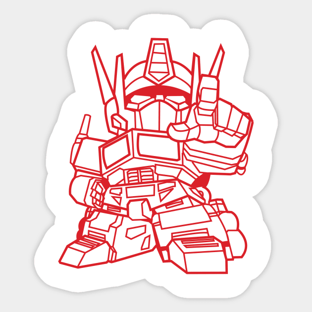 Optimus Prime Chibi - Red Sticker by lldesigns